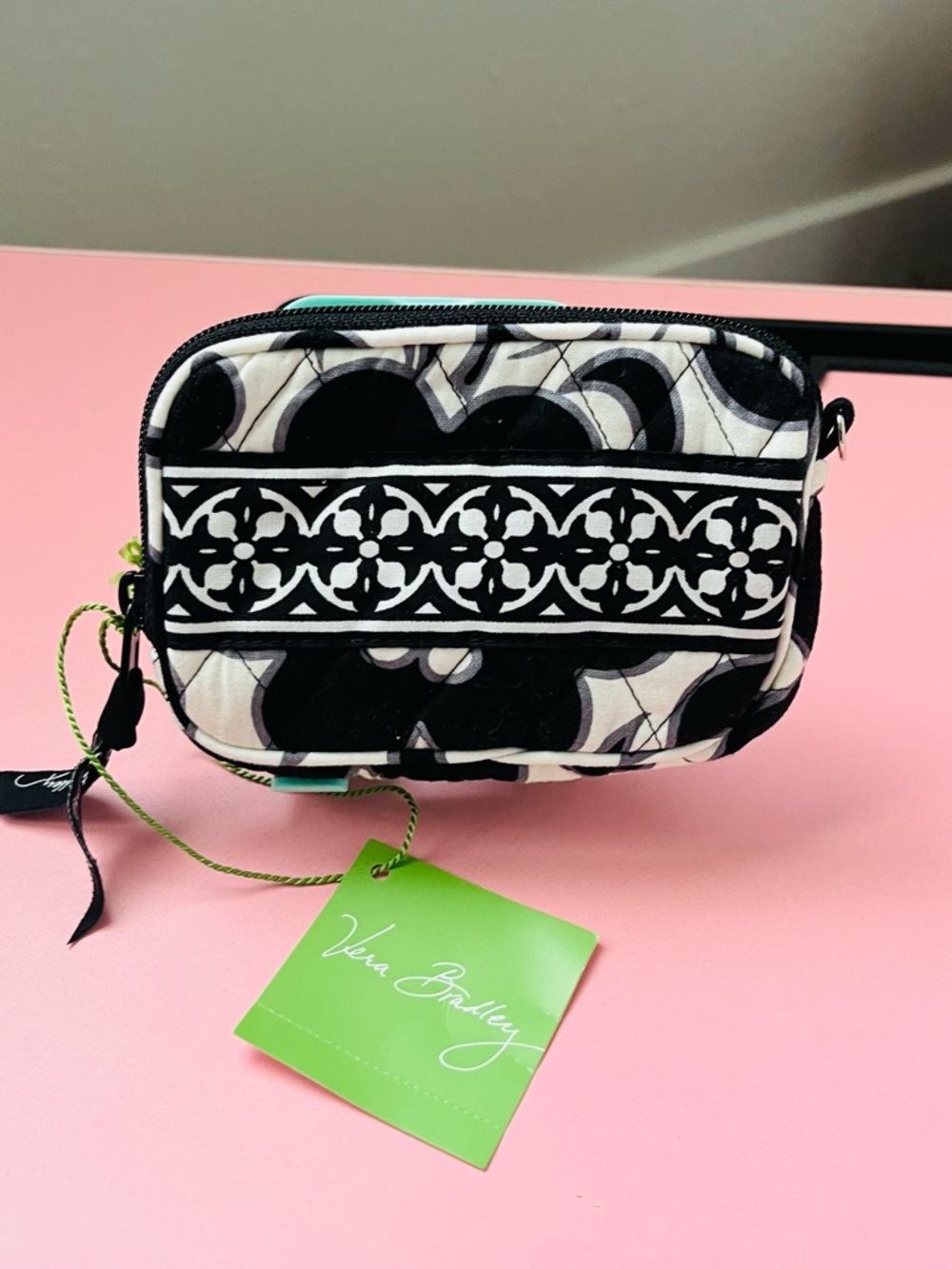 Vera Bradley Black & White Quilted Cosmetic Crossbody Pouch